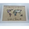 Geldgeschenk Hochzeit Weltkarte, Hochzeitsgeschenk personalisiert, Geschenkidee im Bilderrahmen Urlaubsgeschenk,