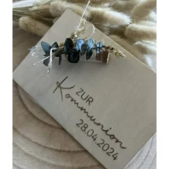 Geldgeschenk Holzkarte Kommunion, Taufe, Firmung