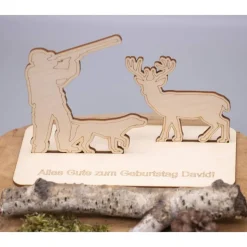 Geldgeschenk Jäger - aus Holz personalisiert