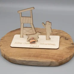 Geldgeschenk Jäger mit Hochsitz - aus Holz personalisiert