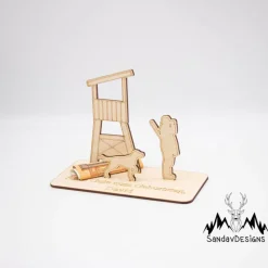 Geldgeschenk Jäger mit Hochsitz - aus Holz personalisiert