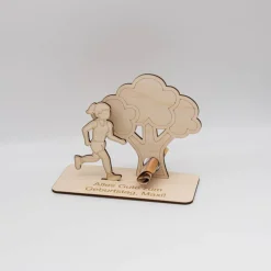 Geldgeschenk Joggen - aus Holz personalisiert