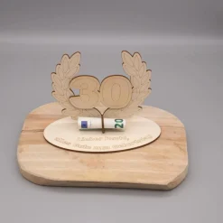 Geldgeschenk Jubiläum - aus Holz personalisiert