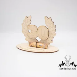 Geldgeschenk Jubiläum - aus Holz personalisiert