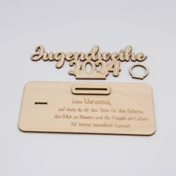 Geldgeschenk Jugendweihe 2024 - aus Holz personalisiert