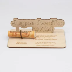 Geldgeschenk Jugendweihe - aus Holz personalisiert