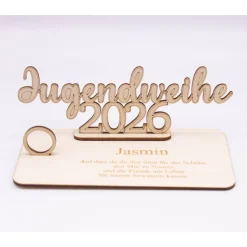 Geldgeschenk Jugendweihe 2026 - personalisiert aus Holz - modernes Jugendweihe Geschenk mit Name