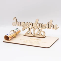 Geldgeschenk Jugendweihe 2026 - personalisiert aus Holz - modernes Jugendweihe Geschenk mit Name