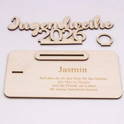 Geldgeschenk Jugendweihe 2026 - personalisiert aus Holz - modernes Jugendweihe Geschenk mit Name