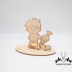 Geldgeschenk Junge mit Zuckertüte - aus Holz personalisiert