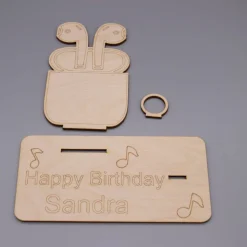 Geldgeschenk kabellose Kopfhörer - aus Holz personalisiert