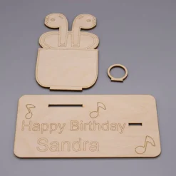 Geldgeschenk kabellose Kopfhörer - aus Holz personalisiert