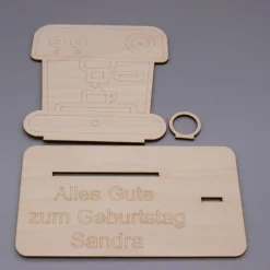Geldgeschenk Kaffeevollautomat - aus Holz personalisiert