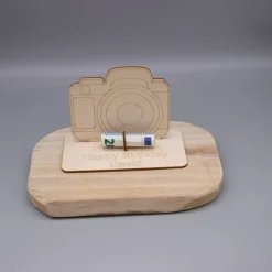 Geldgeschenk Kamera - aus Holz personalisiert