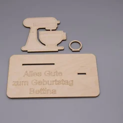 Geldgeschenk Küchenmaschine - aus Holz personalisiert