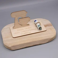 Geldgeschenk Küchenmaschine - aus Holz personalisiert