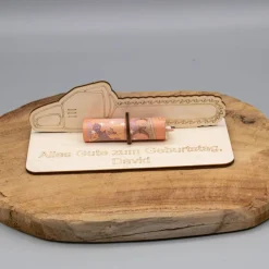 Geldgeschenk Kettensäge - aus Holz personalisiert