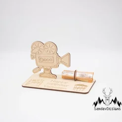 Geldgeschenk Kino - aus Holz personalisiert