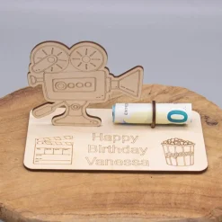 Geldgeschenk Kino - aus Holz personalisiert