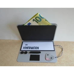Geldgeschenk Kommunion Konfirmation Jugendweihe Laptop Gutschein Laptopkarte Geschenkidee Geldverpackung