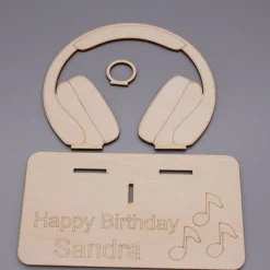 Geldgeschenk Kopfhörer - aus Holz personalisiert