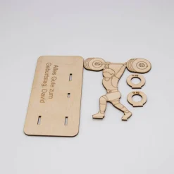 Geldgeschenk Kraftsport - aus Holz personalisiert