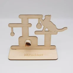 Geldgeschenk Kratzbaum/Katze - aus Holz personalisiert