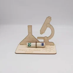 Geldgeschenk Labor - aus Holz personalisiert