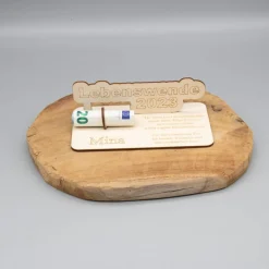 Geldgeschenk Lebenswende - aus Holz personalisiert