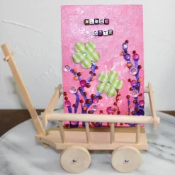 Geldgeschenk LEITERWAGEN STOFFBLUMEN zu Ostern Muttertag Valentintstag Vatertag Geburtstag Abschied Hochzeit Konfirmatio