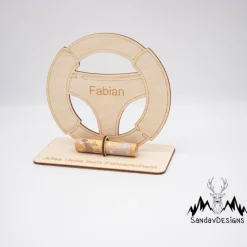 Geldgeschenk Lenkrad - Führerschein - aus Holz personalisiert