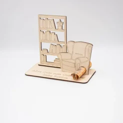 Geldgeschenk Lesezimmer - aus Holz personalisiert