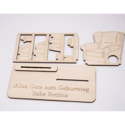 Geldgeschenk Lesezimmer - aus Holz personalisiert