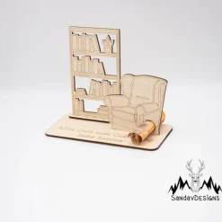 Geldgeschenk Lesezimmer - aus Holz personalisiert