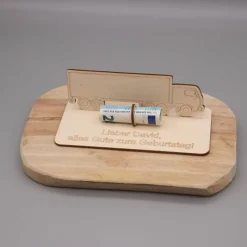 Geldgeschenk LKW - aus Holz personalisiert