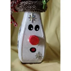 Geldgeschenk MANNI SNOW, nette Idee zum Nikolaus, witziges Upcycling-Projekt, gestaltet mit Acrylfarbe, Kork und Wolle