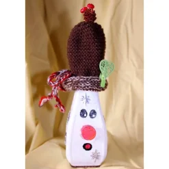 Geldgeschenk MANNI SNOW, nette Idee zum Nikolaus, witziges Upcycling-Projekt, gestaltet mit Acrylfarbe, Kork und Wolle