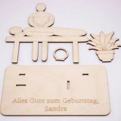 Geldgeschenk Massage - Wellness - aus Holz personalisiert