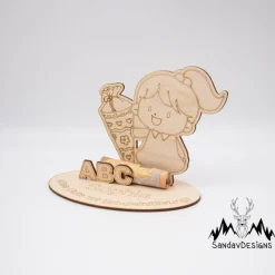 Geldgeschenk Mädchen mit Zuckertüte - aus Holz personalisiert