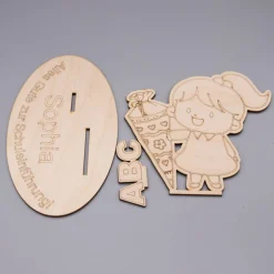 Geldgeschenk Mädchen mit Zuckertüte - aus Holz personalisiert