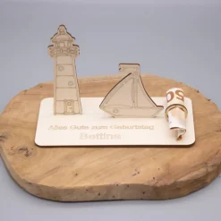 Geldgeschenk Meer - aus Holz personalisiert