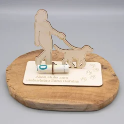 Geldgeschenk mit Hund - aus Holz personalisiert