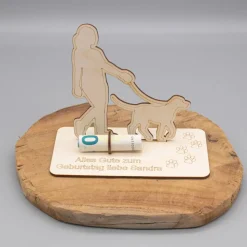 Geldgeschenk mit Hund - aus Holz personalisiert
