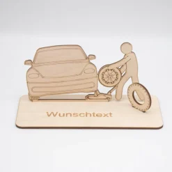 Geldgeschenk mit KFZ-Mechaniker - aus Holz personalisiert