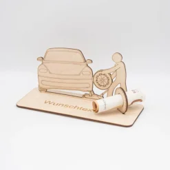 Geldgeschenk mit KFZ-Mechaniker - aus Holz personalisiert