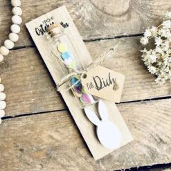 Geldgeschenk mit Konfetti u. Hase "Frohe Ostern ihr Hasen". Ostergeschenk. Ostern.