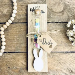 Geldgeschenk mit Konfetti u. Hase "Frohe Ostern ihr Hasen". Ostergeschenk. Ostern.