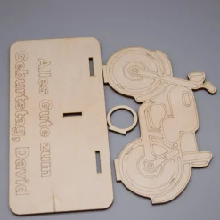 Geldgeschenk mit Moped - aus Holz personalisiert