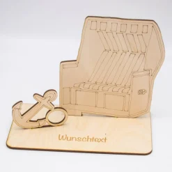 Geldgeschenk mit Strandkorb - aus Holz personalisiert