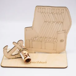 Geldgeschenk mit Strandkorb - aus Holz personalisiert